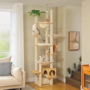 Height Adjustable Wooden Cat Tree
